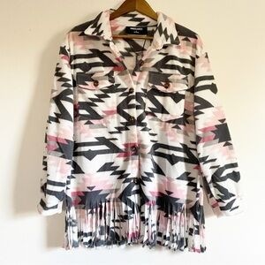 NWT Western Fleece Fringe Jacket Size Large
